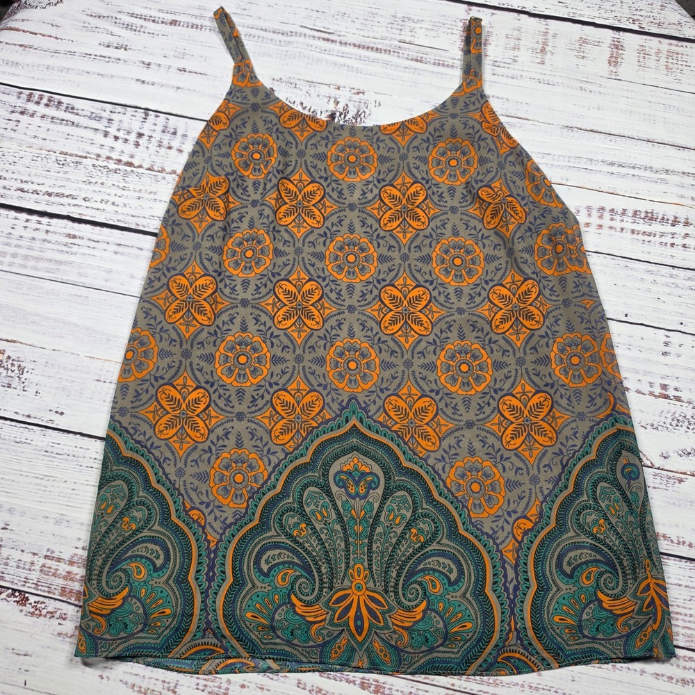 Cabi Camisole Womens Small Grey Orange Medallion Floral Boho Adjustable Top
